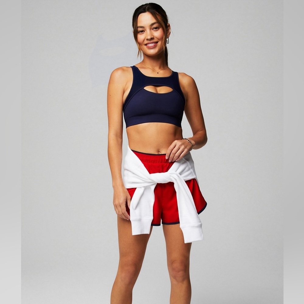 Fabletics Mesh Breathable Medium Impact Sports Bra Deep Navy Blue Size Medium - Picture 3 of 4